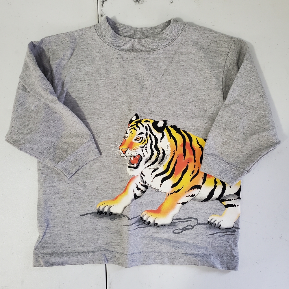 Lee Gray Kids Long Sleeve Shirt with Tiger Print